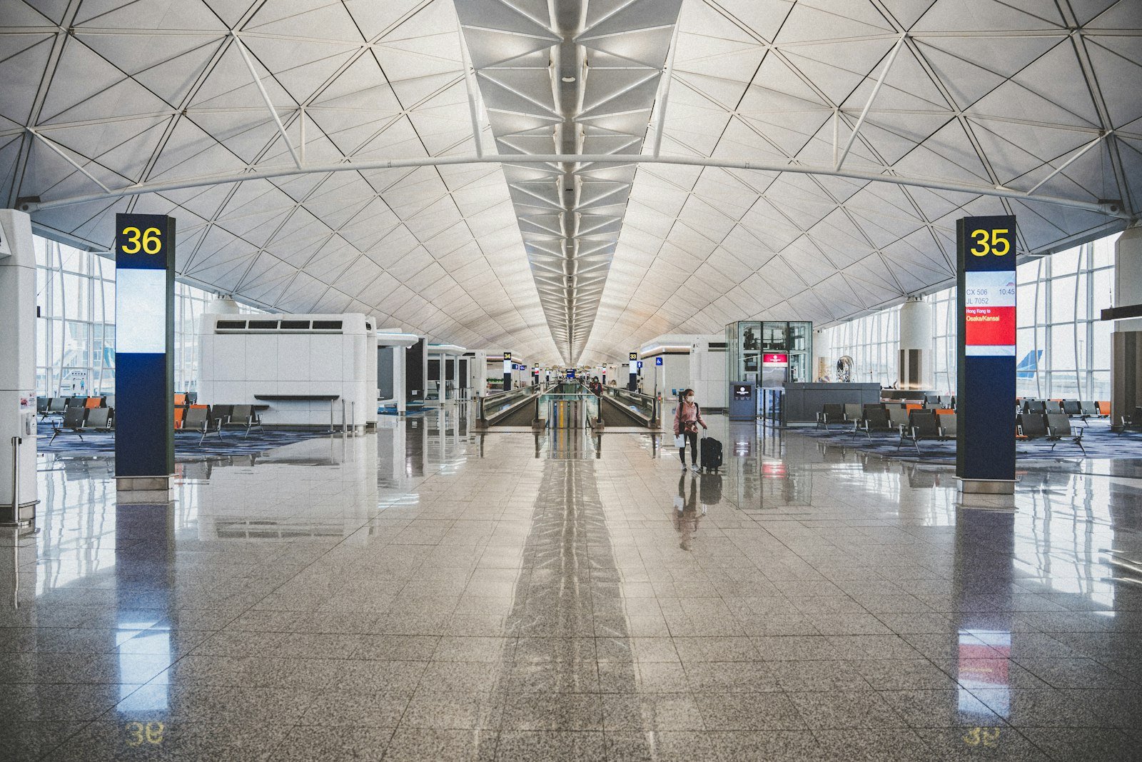 Quiet international airport terminal